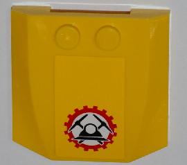 Wedge 4 x 4 x 2/3 Triple Curved with Miners Logo (Helmet with Crossed Pickaxes in Gear) Pattern (Sticker) - Sets 4200 / 4201