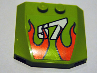 Wedge 4 x 4 x 2/3 Triple Curved with Flames and '57' Pattern (Sticker) - Set 8165