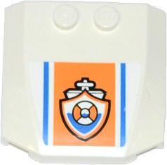 Wedge 4 x 4 x 2/3 Triple Curved with Blue Lines and Coast Guard Logo on Orange Background Pattern (Sticker) - Set 60012