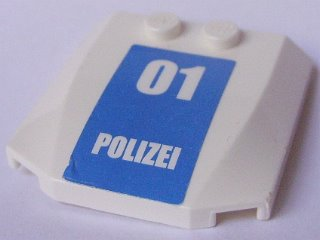 Wedge 4 x 4 x 2/3 Triple Curved with White '01 POLIZEI' on Blue Background Pattern (Sticker) - Set 7744