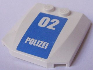 Wedge 4 x 4 x 2/3 Triple Curved with White '02 POLIZEI' on Blue Background Pattern (Sticker) - Set 7744