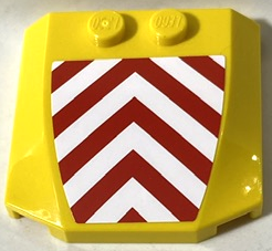 Wedge 4 x 4 x 2/3 Triple Curved with Red and White Danger Chevrons Pattern (Sticker) - Set 7747