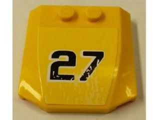 Wedge 4 x 4 x 2/3 Triple Curved with Black and White '27' on Yellow Background Pattern (Sticker) - Set 8490