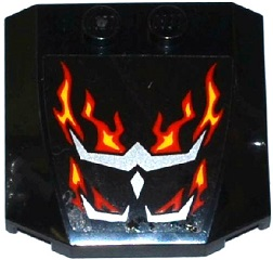 Wedge 4 x 4 x 2/3 Triple Curved with Silver Vents and Red and Yellow Flames on Transparent Background Pattern (Sticker) - Set 70222