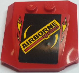 Wedge 4 x 4 x 2/3 Triple Curved with 'AIRBORNE spoilers' and Yellow Flames Pattern (Sticker) - Set 60027