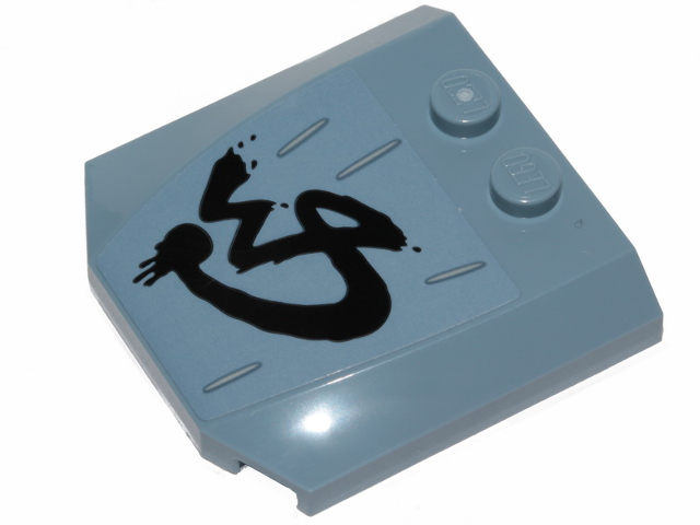 Wedge 4 x 4 x 2/3 Triple Curved with Black Crudely Painted 'WS' Graffiti Pattern (Sticker) - Set 70829