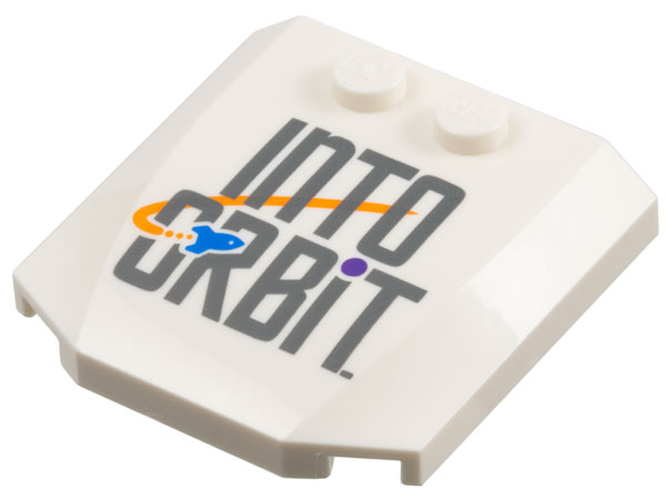 Wedge 4 x 4 x 2/3 Triple Curved with 'INTO ORBIT' and Orbiting Spaceship Pattern