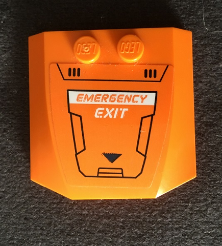 Wedge 4 x 4 x 2/3 Triple Curved with 'EMERGENCY EXIT' and Hatch Pattern (Sticker) - Set 60195