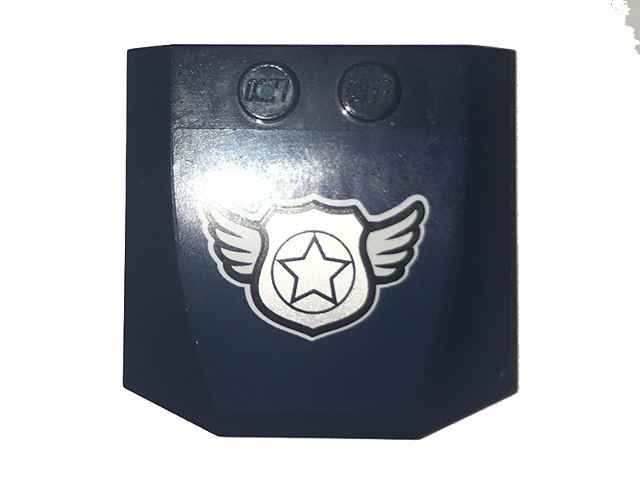 Wedge 4 x 4 x 2/3 Triple Curved with Silver Police Badge with Wings Pattern (Sticker) - Set 60070