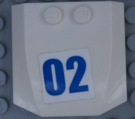 Wedge 4 x 4 x 2/3 Triple Curved with Blue Number 02 on White Background Pattern (Sticker) - Set 60138