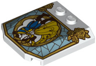 Wedge 4 x 4 x 2/3 Triple Curved with Stained Glass Window with Beauty and the Beast Pattern