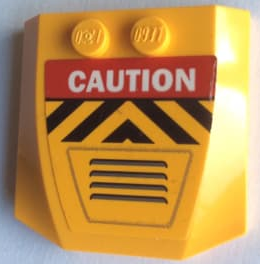 Wedge 4 x 4 x 2/3 Triple Curved with 'CAUTION', Black and Yellow Chevrons and Air Vents Pattern (Sticker) - Set 60162