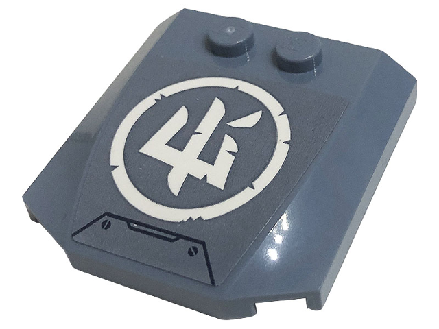 Wedge 4 x 4 x 2/3 Triple Curved with White Ninjago Logogram 'Ice' in Circle Pattern (Sticker) - Set 71738