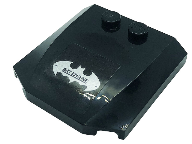 Wedge 4 x 4 x 2/3 Triple Curved with Silver Batman Logo and Black 'BAT ENGINE' Pattern (Sticker) - Set 76161