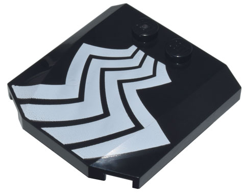 Wedge 4 x 4 x 2/3 Triple Curved with White Zigzag Lines Pattern Side A