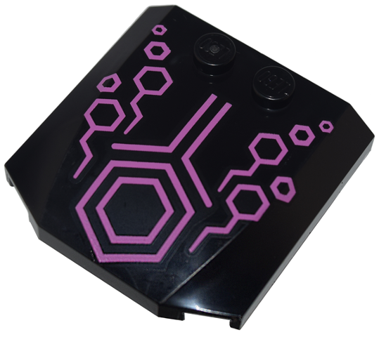 Wedge 4 x 4 x 2/3 Triple Curved with Dark Pink Lines and Hexagons Pattern