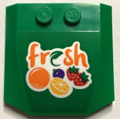 Wedge 4 x 4 x 2/3 Triple Curved with Orange 'fresh', Leaf and Fruit Pattern (Sticker) - Set 60380