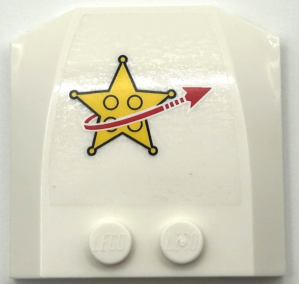 Wedge 4 x 4 x 2/3 Triple Curved with Yellow Star Justice Badge and Red Arrow Pattern 1 (Sticker) - Set 10191