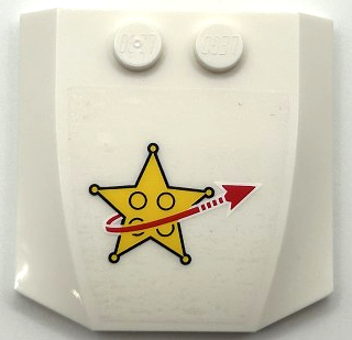 Wedge 4 x 4 x 2/3 Triple Curved with Yellow Star Justice Badge and Red Arrow Pattern 2 (Sticker) - Set 10191