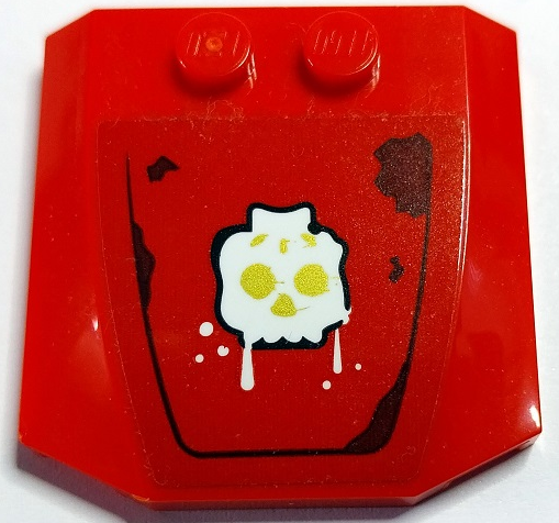 Wedge 4 x 4 x 2/3 Triple Curved with White Skeleton Head with Gold Eyes and Nose and Dark Brown Rust Marks Pattern (Sticker) - Set 70436