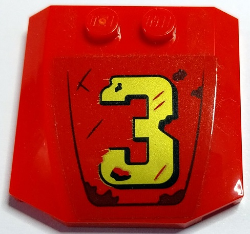 Wedge 4 x 4 x 2/3 Triple Curved with Gold Number 3 and Dark Brown Rust Marks Pattern (Sticker) - Set 70436