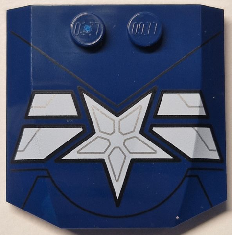 Wedge 4 x 4 x 2/3 Triple Curved with White Star and Stripes, Silver Lines and Black Armor Plate Outlines Pattern