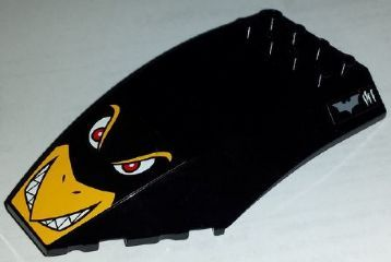 Windscreen 10 x 6 x 2 Curved with Angry Penguin Face, Bat Logo and 4 Tickmarks Pattern (Stickers) - Set 7885