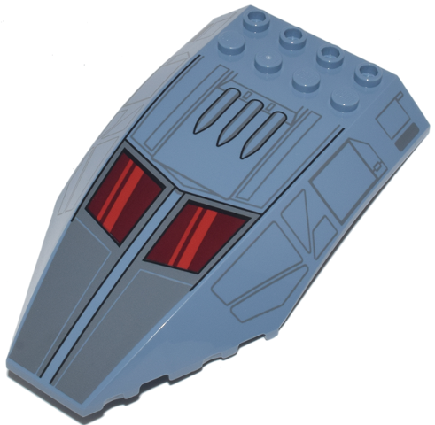 Windscreen 10 x 6 x 2 Curved with SW Bad Batch Shuttle with Dark Red Windows, Red Reflections, and Dark Bluish Gray Panels Pattern