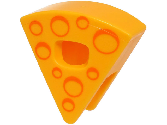 Minifigure, Headgear Head Cover, Costume Wedge Slice with Cheese with Orange Holes Pattern (BAM)