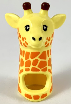 Minifigure, Headgear Head Cover, Costume Giraffe Head and Neck with Orange Spots Pattern