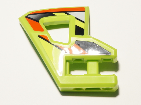 Technic, Panel RC Car Flexible Bumper Right with Red and Black Stripes on Lime Background Pattern (Stickers) - Set 8675