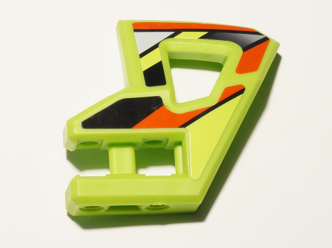 Technic, Panel RC Car Flexible Bumper Left with Red and Black Stripes on Lime Background Pattern (Stickers) - Set 8675
