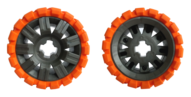 Wheel 60 x 34 with Orange Tire 81 x 40 Balloon Offset Tread