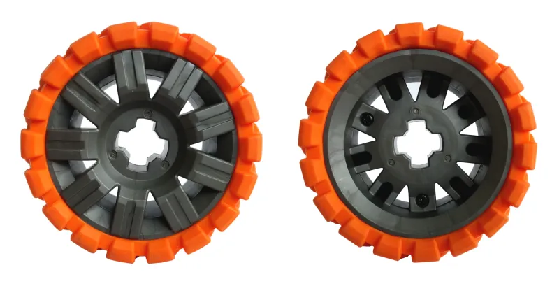 Wheel 60 x 34 with Orange Tire 81 x 40 Balloon Offset Tread