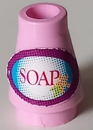 Cone 1 x 1 with Oval Label with Magenta Border and 'SOAP' Pattern (Sticker) - Set 7586