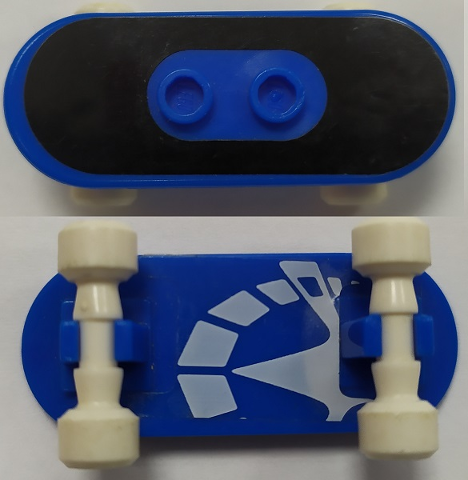 Minifigure, Utensil Skateboard with Mag Wheel Holders and White Mag Wheels with Black Surface and White Skate Pattern (Stickers) - Set 3537