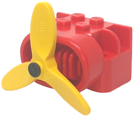 Fabuland Airplane Motor / Engine Block, Small Pin Hole with Pin and Yellow Propeller