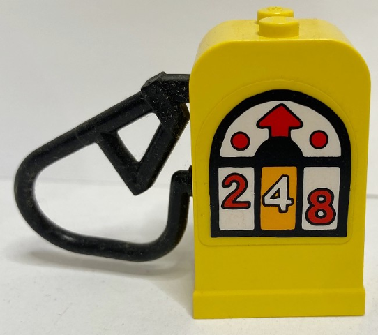 Fabuland Gas / Fuel Pump with Fixed Black Hose with White Fuel Display, Red Arrow, Dots and Numbers 2, 4 and 8 Pattern Model Right Side (Sticker) - Set 3670