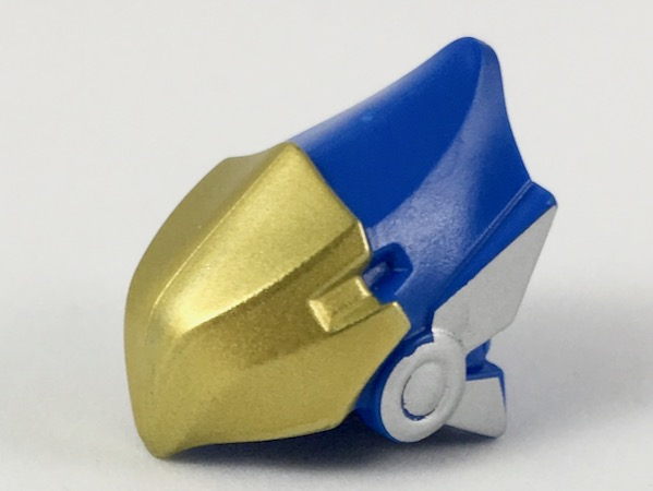 Minifigure, Headgear Helmet with High Point at Back with Gold Beak Visor and Silver Ears Pattern