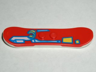Minifigure, Utensil Snowboard, White Bottom with Blue, White, and Yellow Partial Minifigure Pattern