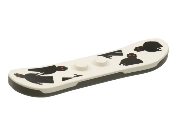Minifigure, Utensil Snowboard, Dark Gray Bottom with Black Minifigures with Red Eyes Pattern