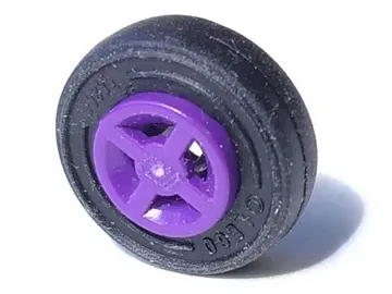 Wheel 8mm D. x 6mm with Black Tire 14mm D. x 4mm Smooth Small Single (4624 / 3139)