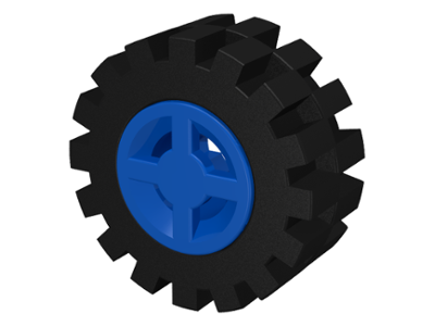 Wheel 8mm D. x 6mm with Black Tire 15mm D. x 6mm Offset Tread Small (4624 / 3641)