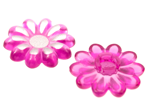 Clikits, Icon Flower 10 Petals 2 x 2 Large with Pin, Polished with Silver Center and Petal Highlights Pattern