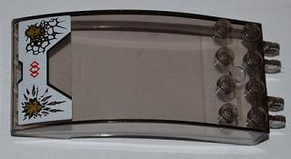 Windscreen 8 x 4 x 2 Curved with Locking Dual 2 Fingers with Ninjago Zane and Cole Gold Emblems on White Background Pattern (Sticker) - Set 9449