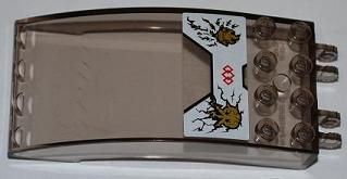 Windscreen 8 x 4 x 2 Curved with Locking Dual 2 Fingers with Ninjago Kai and Jay Gold Emblems on White Background Pattern (Sticker) - Set 9449