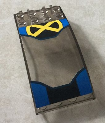 Windscreen 8 x 4 x 2 Curved with Locking Dual 2 Fingers with Yellow Letter X on Black and Blue Background Pattern (Stickers) - Set 76022