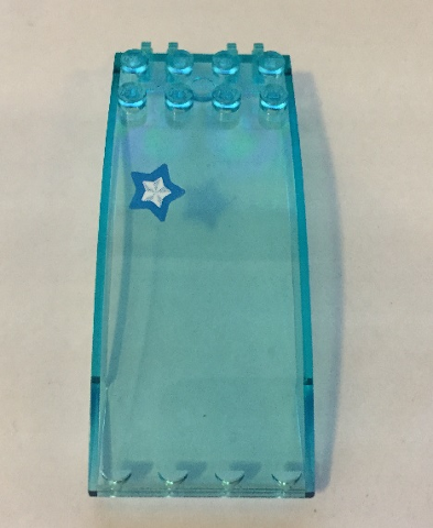 Windscreen 8 x 4 x 2 Curved with Locking Dual 2 Fingers with White and Dark Azure Star Pattern (Sticker) - Set 41339