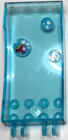 Windscreen 8 x 4 x 2 Curved with Locking Dual 2 Fingers with Fish and Bubbles on Medium Azure Background Pattern (Stickers) - Set 41317