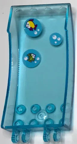 Windscreen 8 x 4 x 2 Curved with Locking Dual 2 Fingers with 2 Fish and Bubbles on Medium Azure Background Pattern (Stickers) - Set 41317